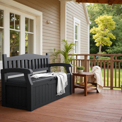 Devoko 82 Gallon Storage Patio Bench and Deck Box Organization Storage Combi for Patio, Garden