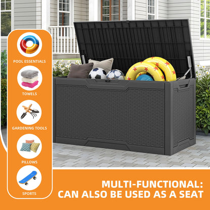 Uforic Lockable 100 Gallon Resin Deck Box, Heavy-Duty Weather Resistant Outdoor Storage Chest, Versatile Storage Solution for Patio Accessories and Daily Essentials, Black