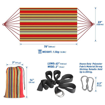 QUANFENG QF Hammock 2-Person Canvas Cotton Portable Camping Hammock, Support 440lbs, Red