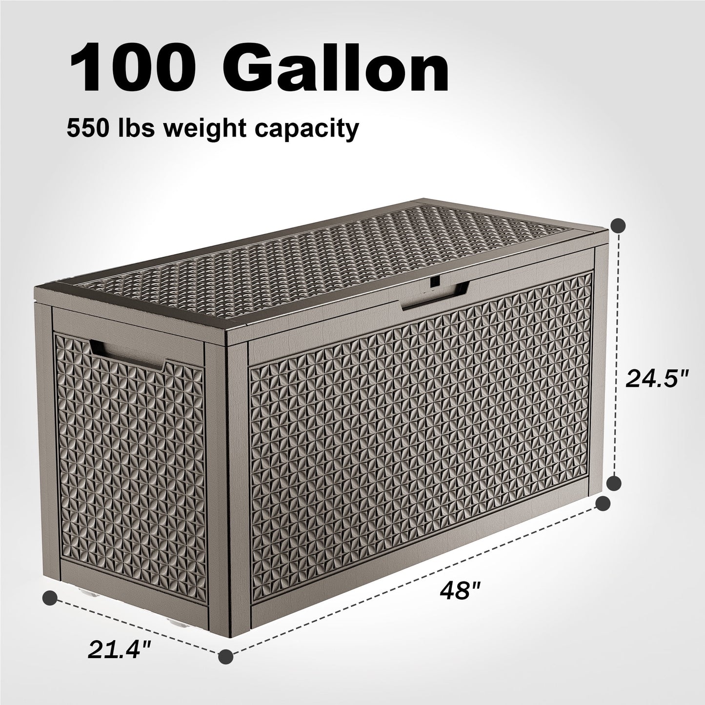 EasyUp 100 Gallon Resin Deck Box, Lockable Patio Outdoor Storage Box for Furniture, Garden Tools and Tools Storage, Waterproof Outside Storage Boxes