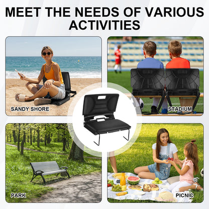 Stadium Chair, Stadium Seats with Back Support, Bleacher Seat with Comfortable Soft Cushion Hook, Convenient and Foldable Stadium Seats
