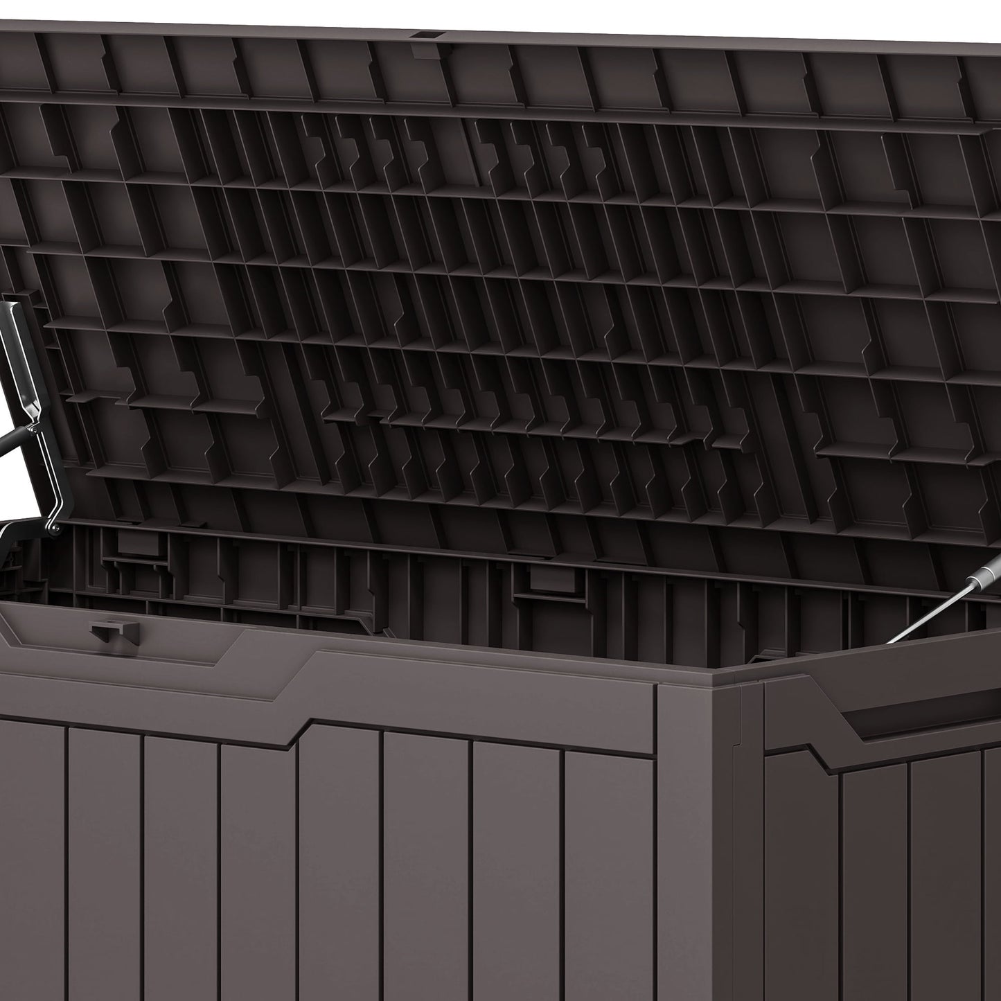 Uforic 100 Gallon Resin Outdoor Storage Box, Lockable Waterproof Deck Box for Patio Garden Cushion Tools, Dark Brown