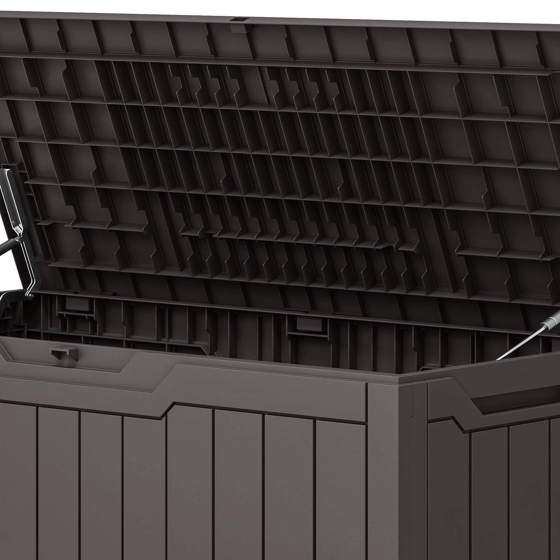 Uforic 100 Gallon Resin Outdoor Storage Box, Lockable Waterproof Deck Box for Patio Garden Cushion Tools, Dark Brown