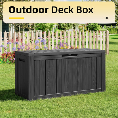 Bifanuo 80-Gallon Resin Deck Box with Lock, Waterproof Outdoor Storage Box for Patio Furniture, Garden Tools, Pool Supplies, Cushions & Seasonal Items