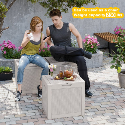 Easy Up 30 Gallon Resin Deck Box, Lockable Patio Outdoor Storage Box for Furniture, Garden Tools and Tools Storage, Waterproof Outside Storage Boxes
