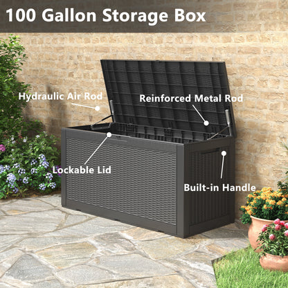 Bifanuo 100 Gallon Lockable Deck Box - Outdoor Patio Storage - Black