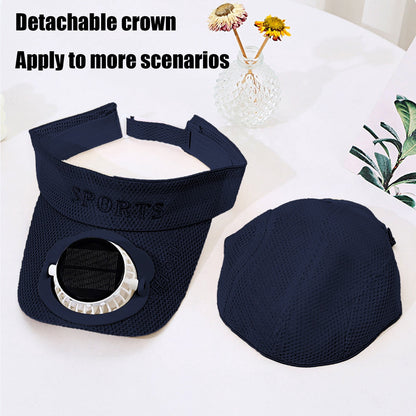 Adults Mesh Baseball Cap Fishing Beach Hats with Solar Fan, Summer UV Protection Sun Hat, Solar Powered/USB Charging Sunhat or Hiking Fishing Golf