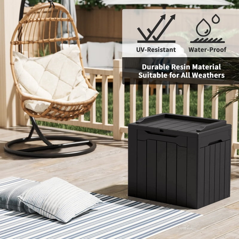 Devoko 32 Gallon Outdoor Resin Deck Box with Seat, Black