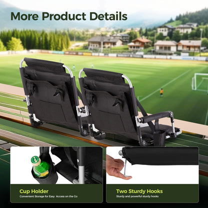 Sophia & William Set of 2 Portable Stadium Chair Stadium Seat for Bleacher with Cup Holder, Gray