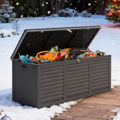Seizeen 130 Gal Deck Box, Resin Storage Box, Waterproof Large Patio Lockable Deck Box for Outside Cushions, Pool Accessories, Throw Pillows, Garden Tools, Black