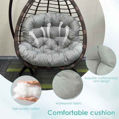 OKYUK Swing Egg Chair Cushion, Waterproof Rocking Chair Pad, Oversized Hammock Chair Pad, Multifunctional Wicker Egg Lounge Chair Soft Cushion Indoor Outdoor, Gray
