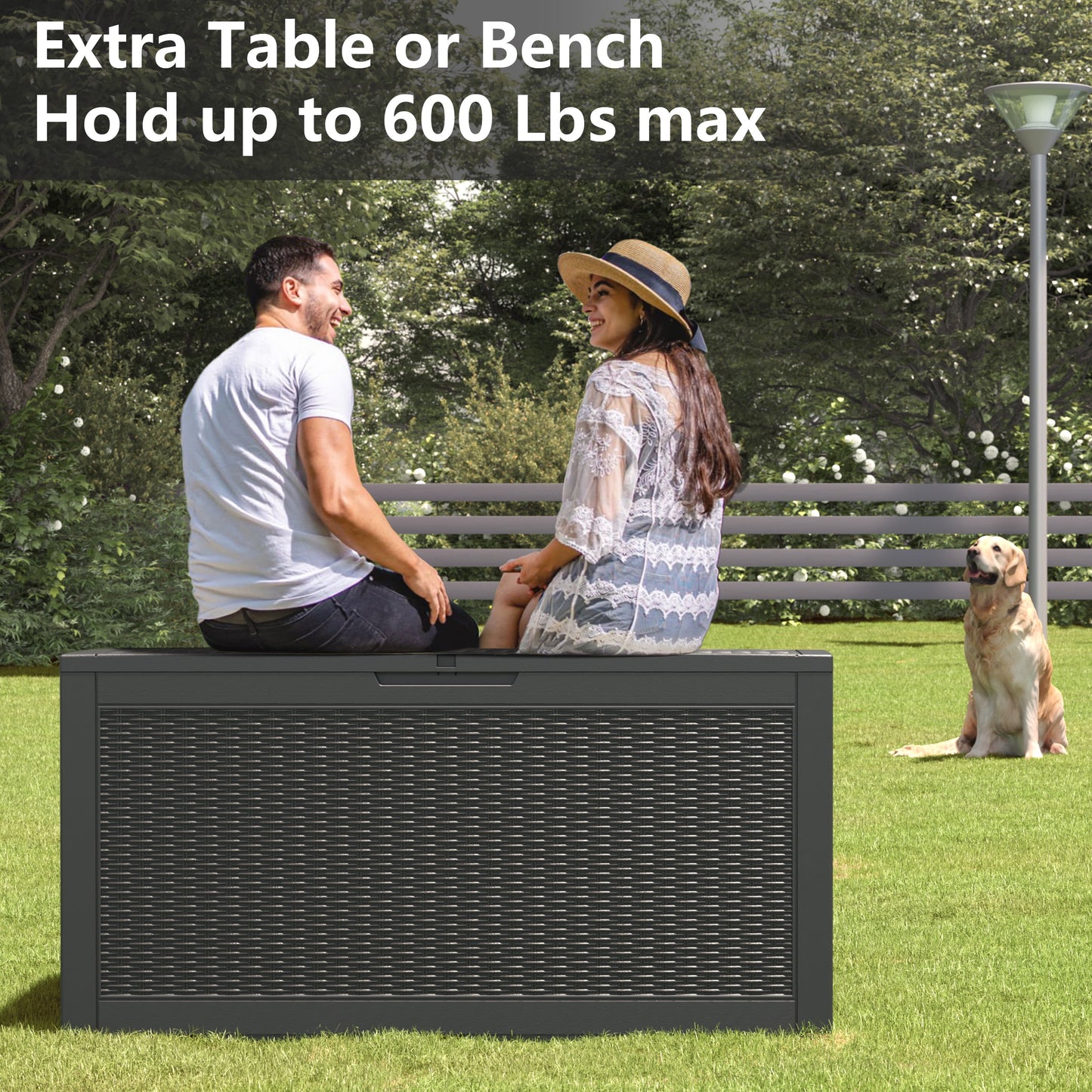 Bifanuo 100 Gallon Lockable Deck Box - Outdoor Patio Storage - Black