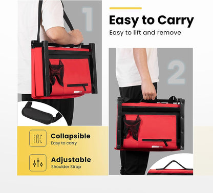 2-Pack Portable Stadium Seat for Bleachers with Back Support, Folding Bleacher Chair with Cup Holder and Shoulder Strap Red