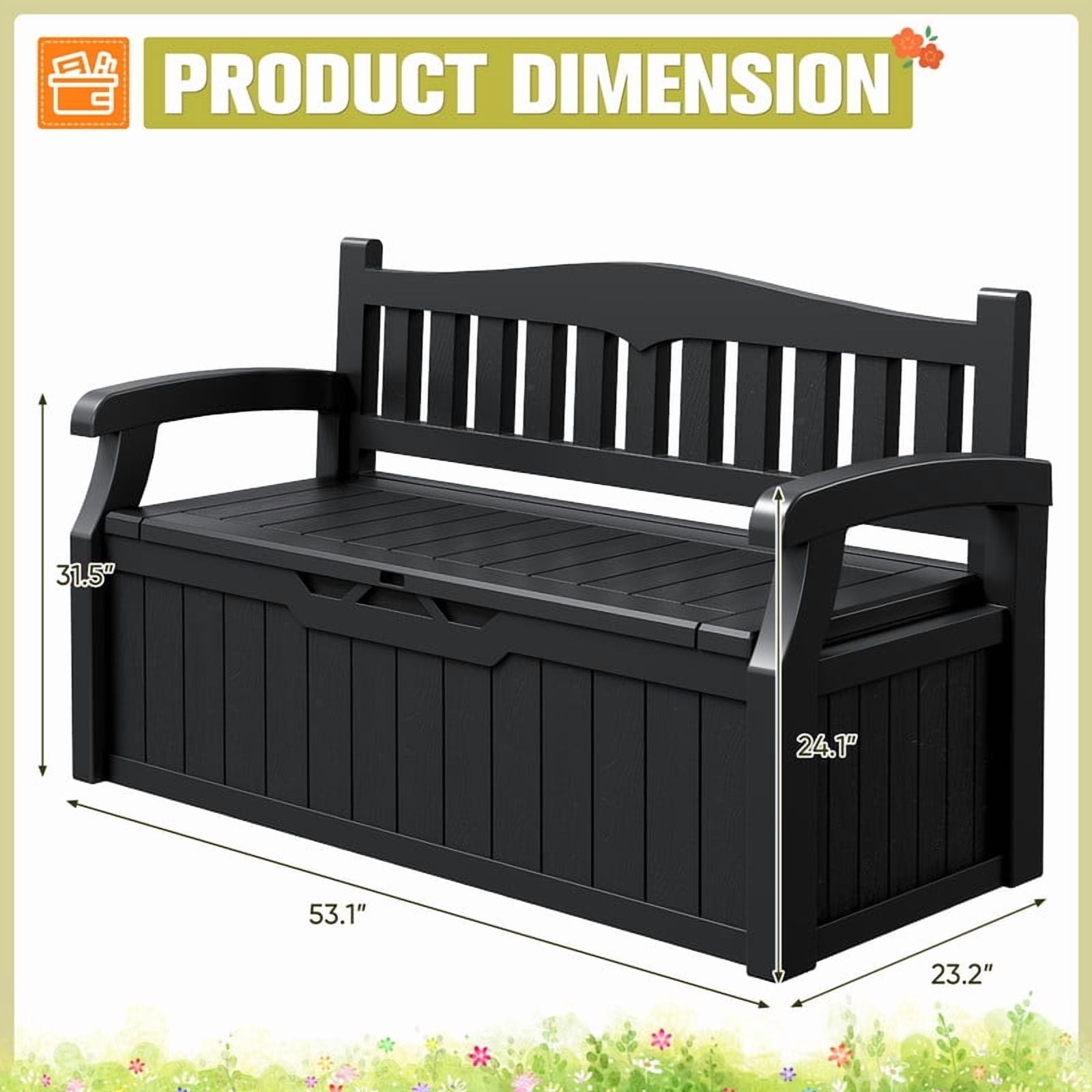 Devoko 82 Gallon Storage Patio Bench and Deck Box Organization Storage Combi for Patio, Garden