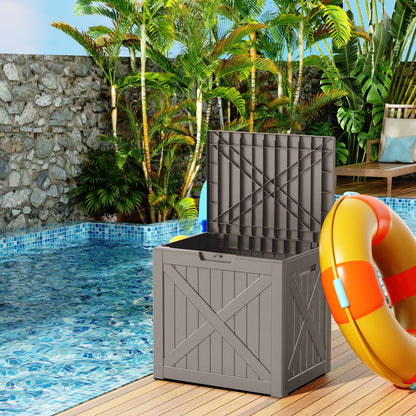 EasyUp 32 Gallon Resin Deck Box, Lockable Patio Outdoor Storage Box for Furniture, Garden Tools and Tools Storage, Waterproof Outside Storage Boxes
