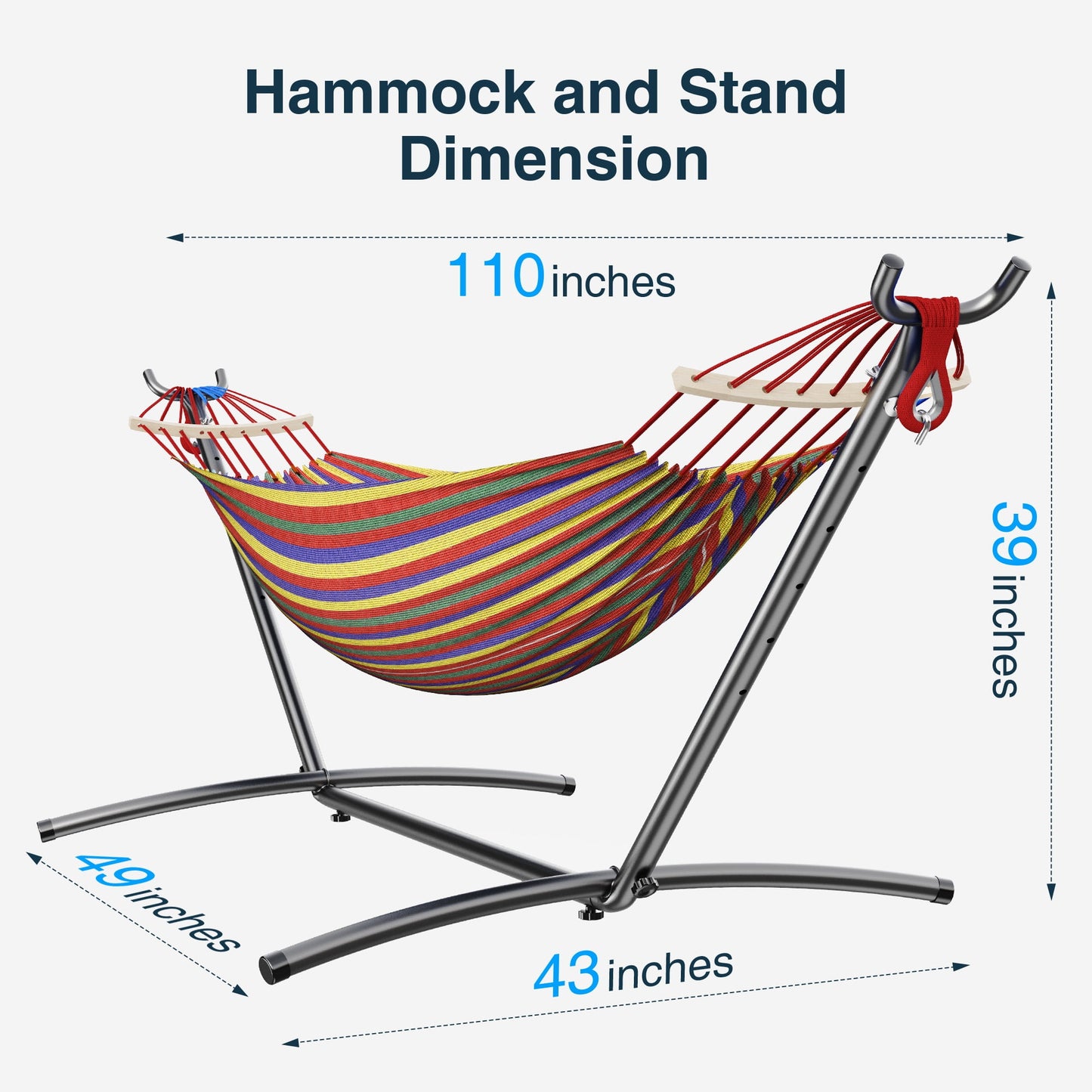 KEESTP Comfortable 2 Person Hammock with Stand, Portable Detachable Brazilian Hammock, 450lb Capacity - Tropical