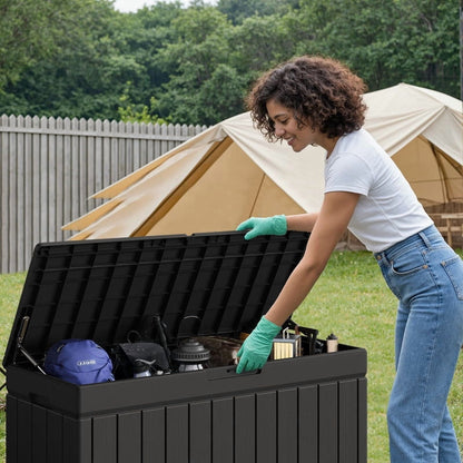 Homall 82 Gallon Outdoor Storage in Resin Deck Box 45.66in Width Lockable Deck Box, Black