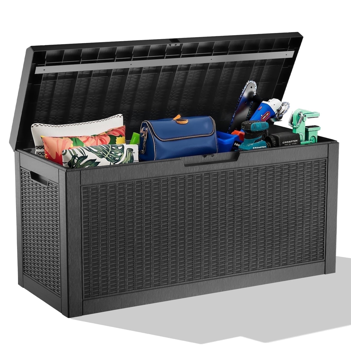 Easy Up 60 Gallon Resin Deck Box, Lockable Patio Outdoor Storage Box for Furniture, Garden Tools and Tools Storage, Waterproof Outside Storage Boxes