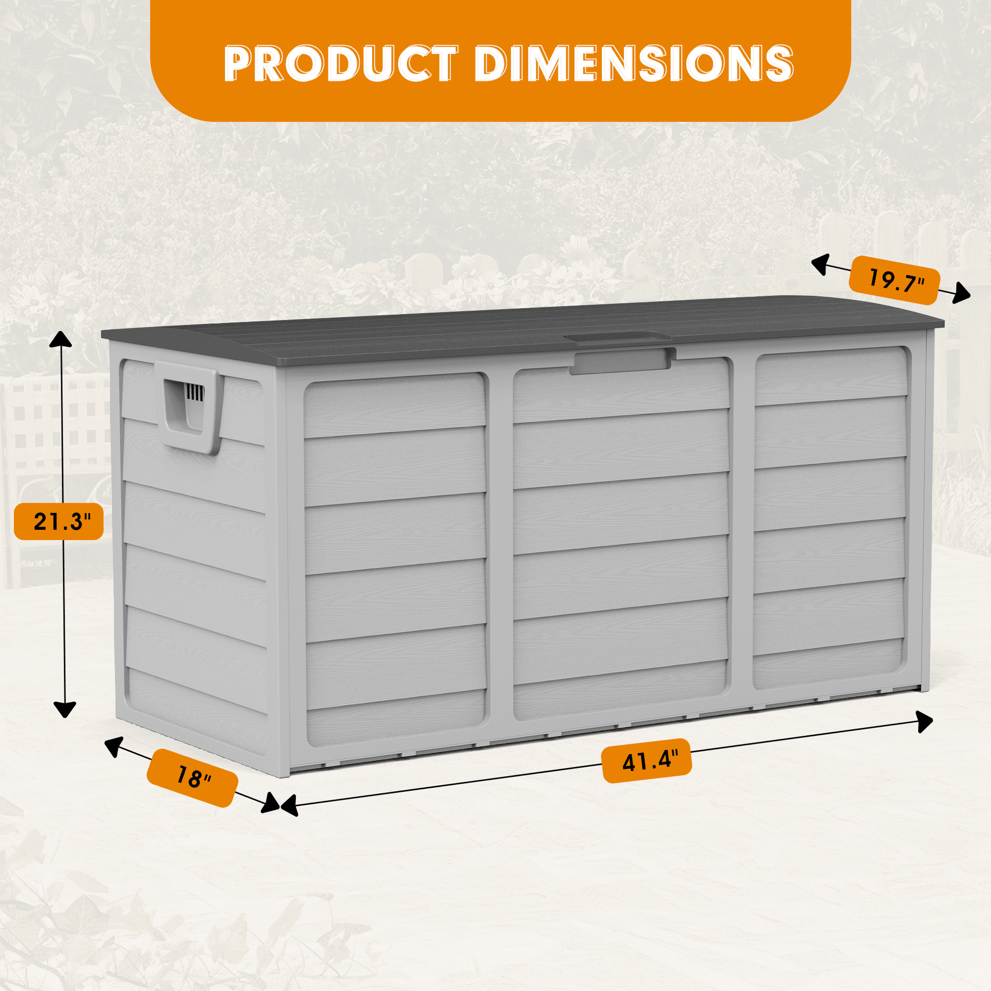 Marknig 75 Gallon Deck Box, Indoor Outdoor Storage Box for Patio Furniture, Pool Accessories, Garden Tools, Sports Equipment, Waterproof Resin Rattan Box with Lockable Lid and Side Handles, Gray
