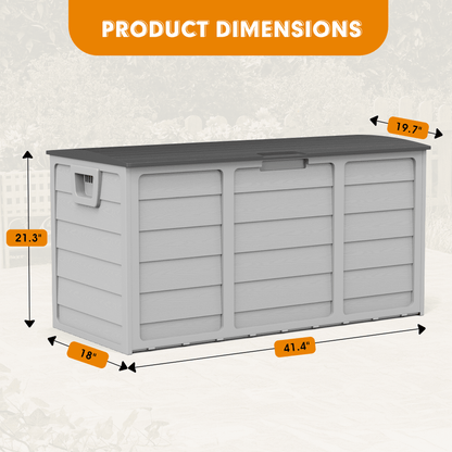 Marknig 75 Gallon Deck Box, Indoor Outdoor Storage Box for Patio Furniture, Pool Accessories, Garden Tools, Sports Equipment, Waterproof Resin Rattan Box with Lockable Lid and Side Handles, Gray