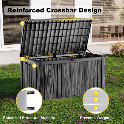 fazzn 180 Gallon Resin Deck Box Waterproof Outdoor Storage Box for Patio Furniture Pool Accessories Indoor Storage for Cushion Garden Tools (Black)