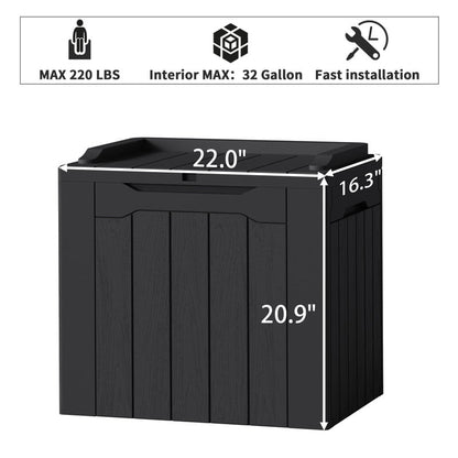 Devoko 32 Gallon Outdoor Resin Deck Box with Seat, Black