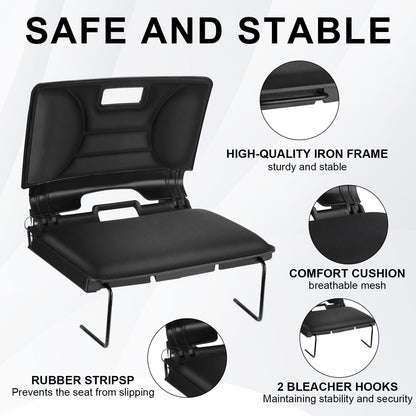 Stadium Chair, Stadium Seats with Back Support, Bleacher Seat with Comfortable Soft Cushion Hook, Convenient and Foldable Stadium Seats