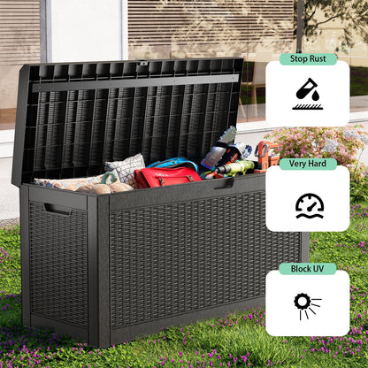 Easy Up 60 Gallon Resin Deck Box, Lockable Patio Outdoor Storage Box for Furniture, Garden Tools and Tools Storage, Waterproof Outside Storage Boxes