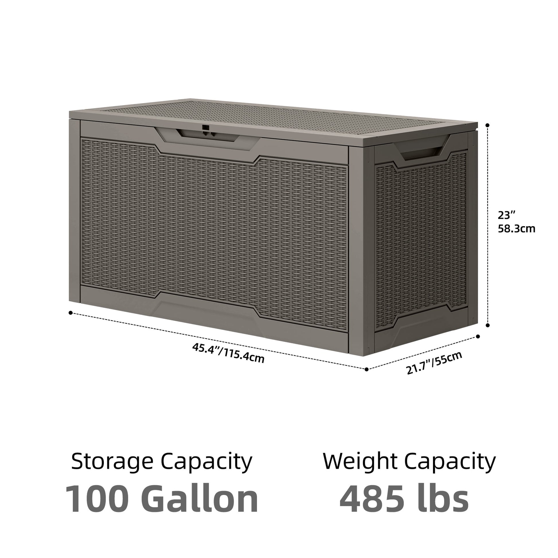 Uforic 100 Gallon Large Resin Deck Box, Waterproof Lockable Outdoor Storage Container for Patio Garden, Light Brown