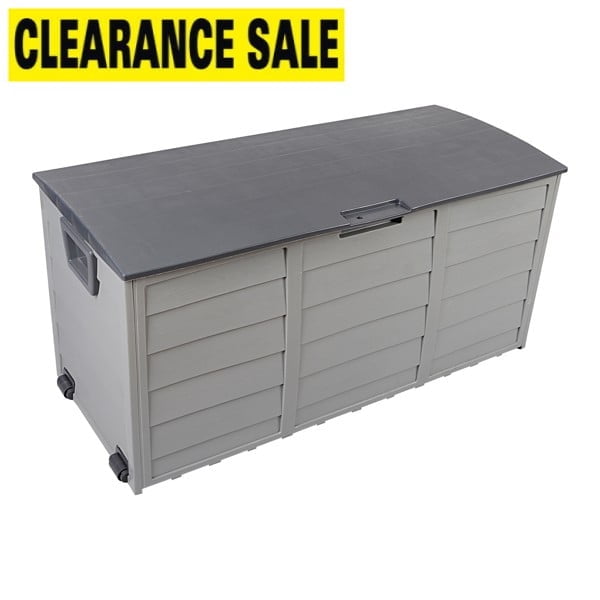 75 Gallon Deck Box Deck for Outside, Patio Large Storage Cabinet, Waterproof Storage Chest on Wheels for Christmas Gift, Garden Tools, Kids' Toys,Brown,260L
