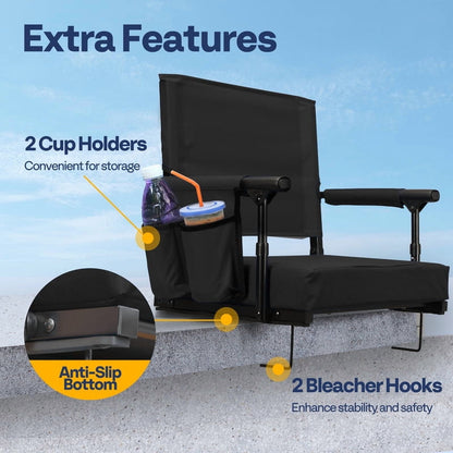 SPECSTAR Stadium Seats with Back Support and Cushion Black 1 Pack