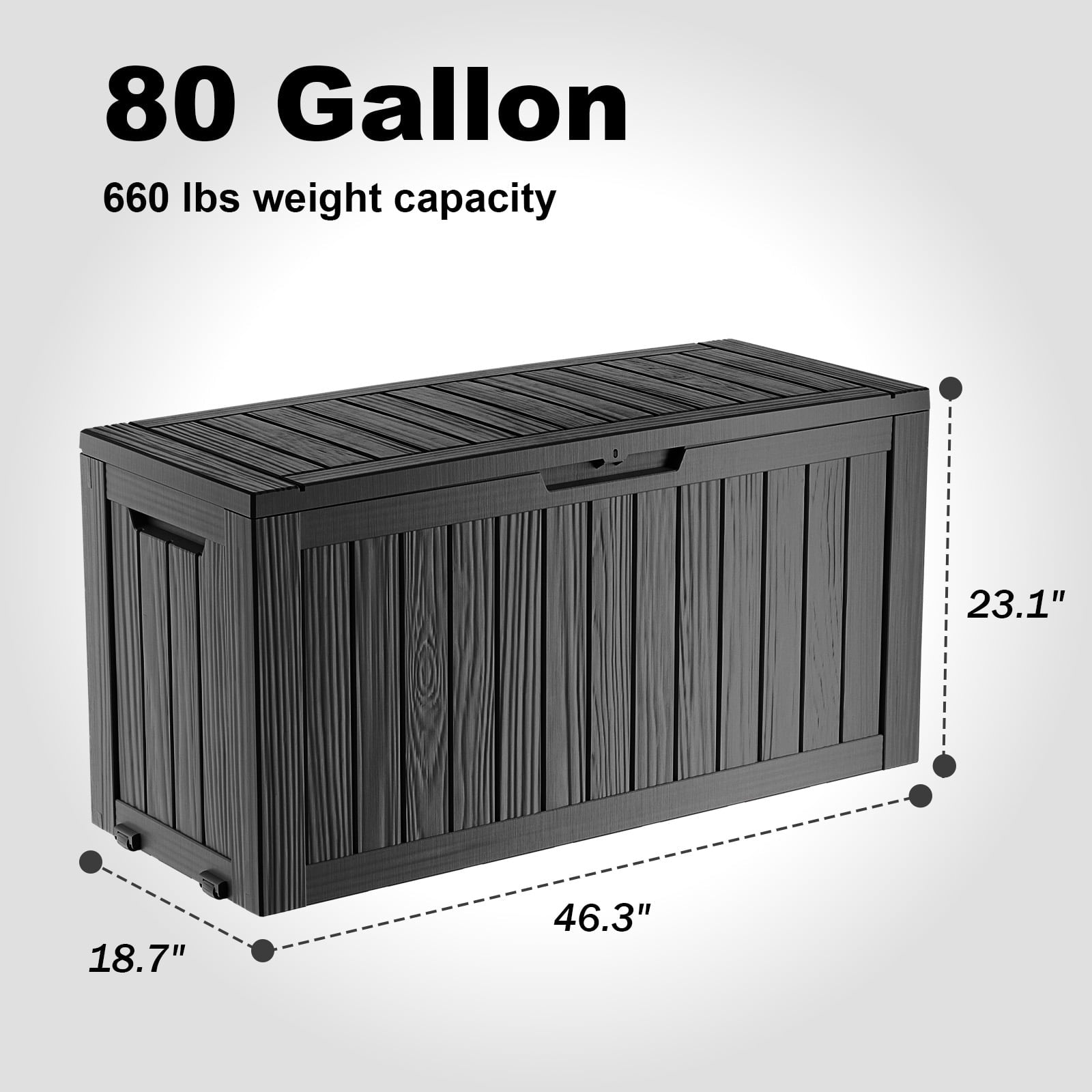 EASY UP 80 Gallon Resin Deck Box, Lockable Patio Outdoor Storage Box for Furniture, Garden Tools and Tools Storage, Waterproof Outside Storage Boxes.Father's Day Gift