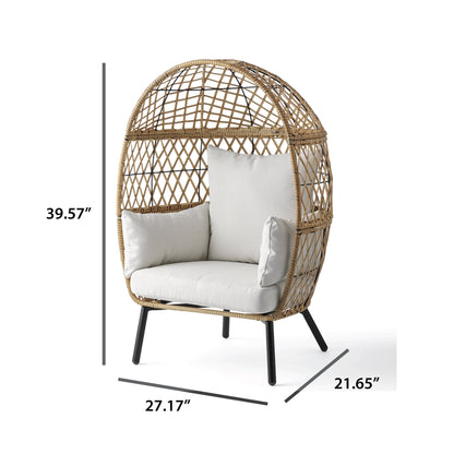 Better Homes & Gardens Ventura Boho Outdoor Wicker Stationary Kid's Egg Chair, Tan