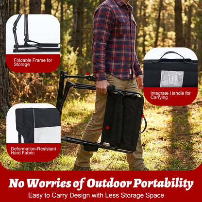 EDX Folding Camping Chair, Padded High Back, Adjustable Lumbar Support, Extra Wide for Adults, 500 lbs Steel Frame, Portable Outdoor, Black
