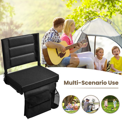 OUTMASTER Stadium Seat for Bleacher with Backrest. Portable for Good for Bleachers, Camping (Black)