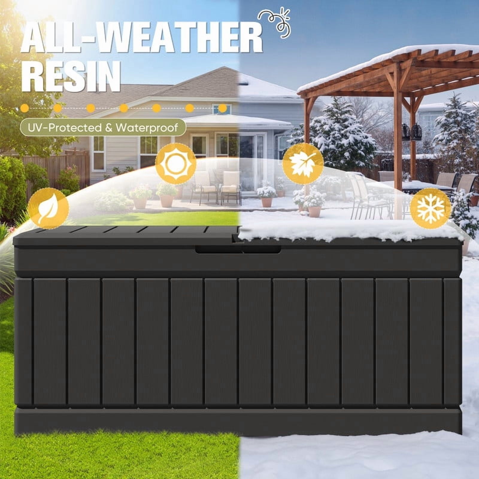 Homall 82 Gallon Outdoor Storage in Resin Deck Box 45.66in Width Lockable Deck Box, Black