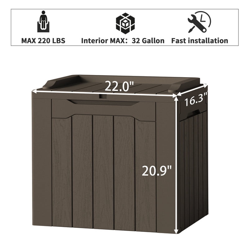Devoko 2PCS 32 Gallon Outdoor Resin Deck Box with Seat