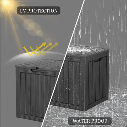 PATIOEASY 35 Gallon Lockable Resin Deck Box, Waterproof & Outdoor Storage Box for Outdoor Cushion Storage and Outdoor Delivery Storage, Black