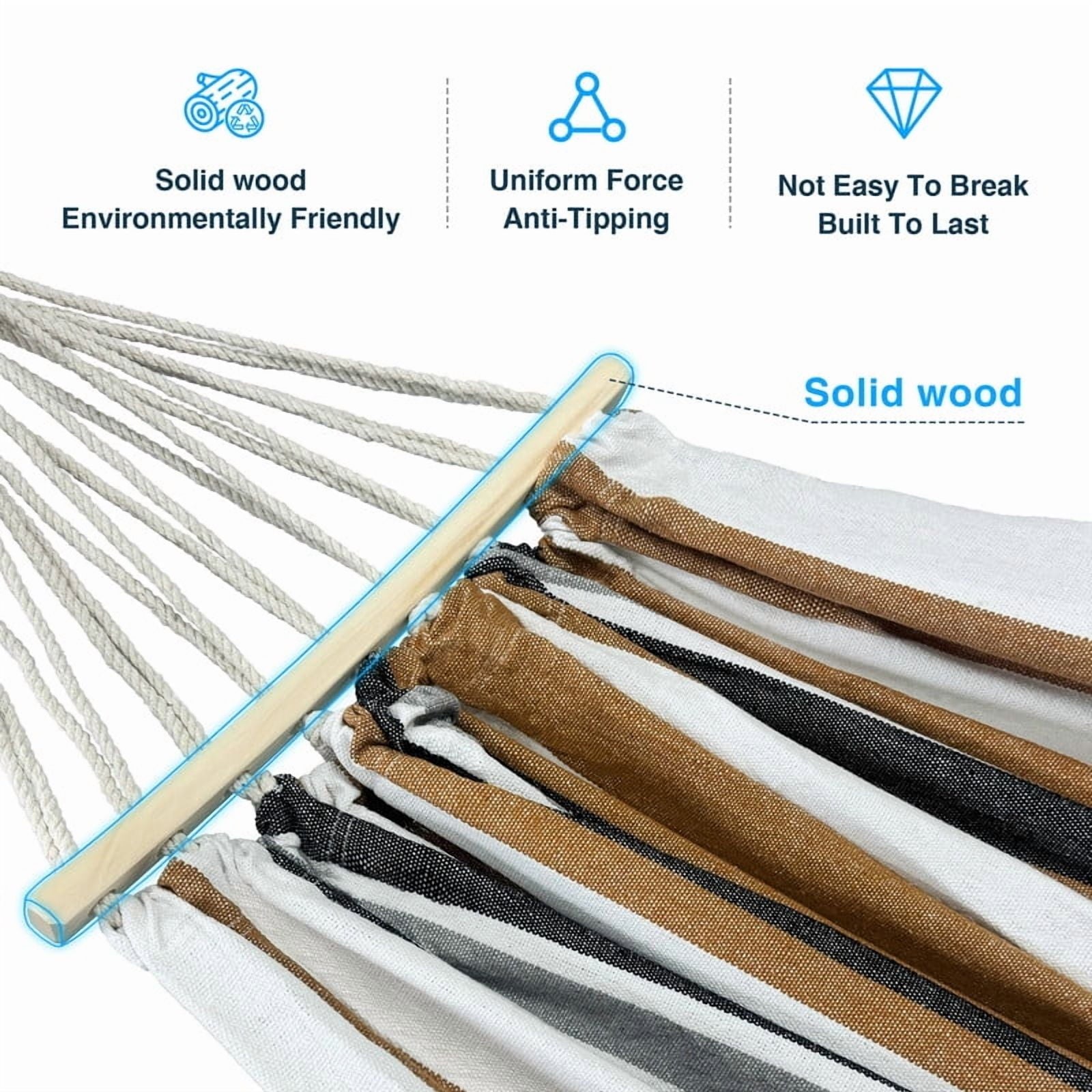 KEESTP Comfortable 2 Person Hammock with Stand,Ease of Assembly Portable Brazilian Hammock,450lb Capacity - Coffee