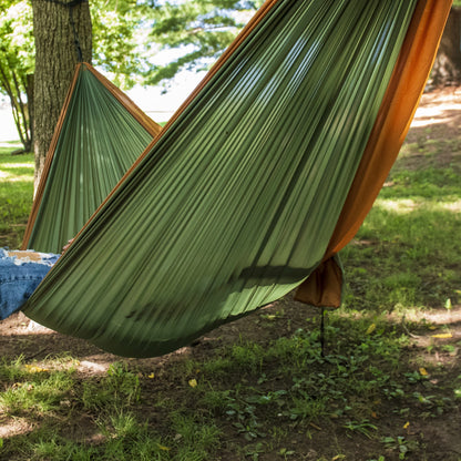 Equip Nylon Portable Camping Travel Hammock, One Person Sage and Rust, Size 116" L x 59" W