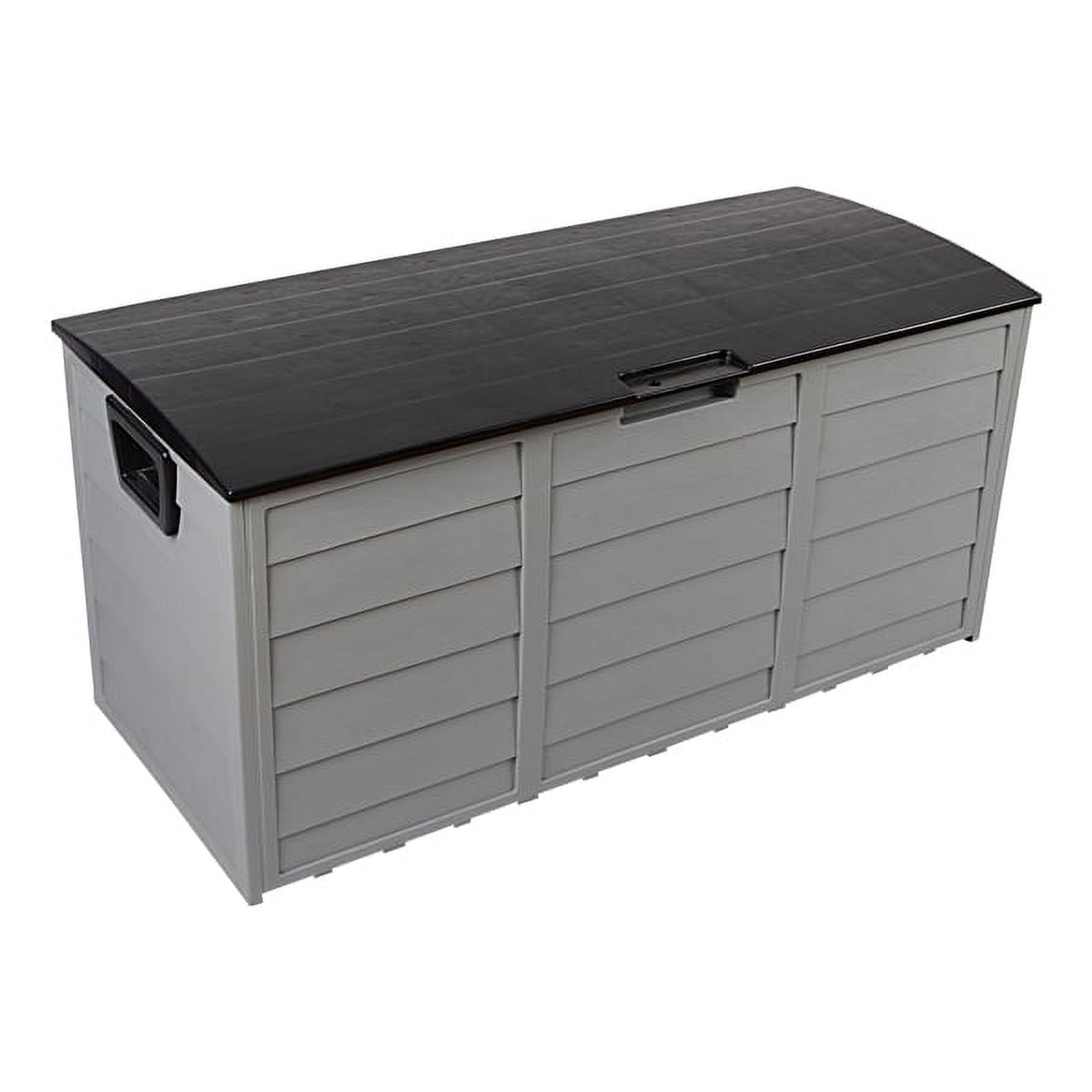 75 Gallon Deck Box Deck for Outside, Patio Large Storage Cabinet, Waterproof Storage Chest on Wheels for Christmas Gift, Garden Tools, Kids' Toys,Brown,260L