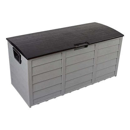 75 Gallon Deck Box Deck for Outside, Patio Large Storage Cabinet, Waterproof Storage Chest on Wheels for Christmas Gift, Garden Tools, Kids' Toys,Brown,260L