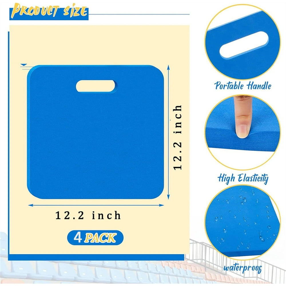 Tutuviw 4 Pcs Blue Stadium Seat Cushion Pool Seats for Edge Hard & Strong Foam Bleacher Cushion Portable EVA Foam Multifunction Seat Cushion Sport Camping,12x12x0.39in