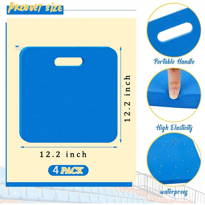 Tutuviw 4 Pcs Blue Stadium Seat Cushion Pool Seats for Edge Hard & Strong Foam Bleacher Cushion Portable EVA Foam Multifunction Seat Cushion Sport Camping,12x12x0.39in