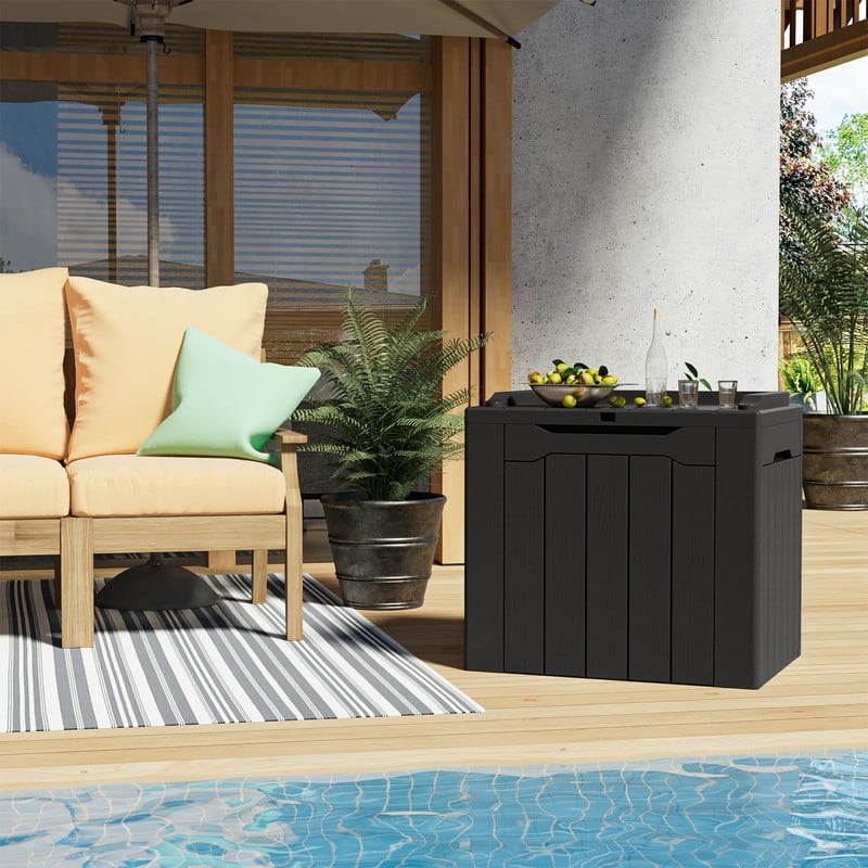 Devoko 32 Gallon Outdoor Resin Deck Box with Seat, Black