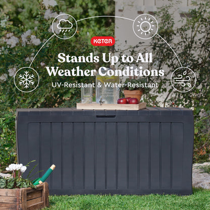Keter Arden 71 Gallon Durable Resin Outdoor Deck Box Storage Organization, Graphite