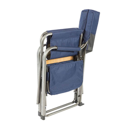 Kamp-Rite Portable Director's Chair w/Cooler, Cup Holder, & Table, Navy/Tan