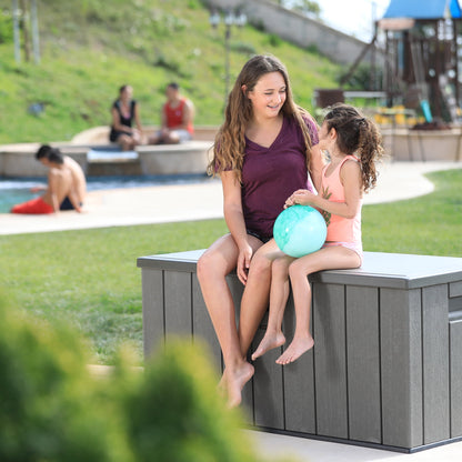 Lifetime New Outdoor Polyethylene Deck Box and Bench 150 Gal. Capacity, Brown (60251)