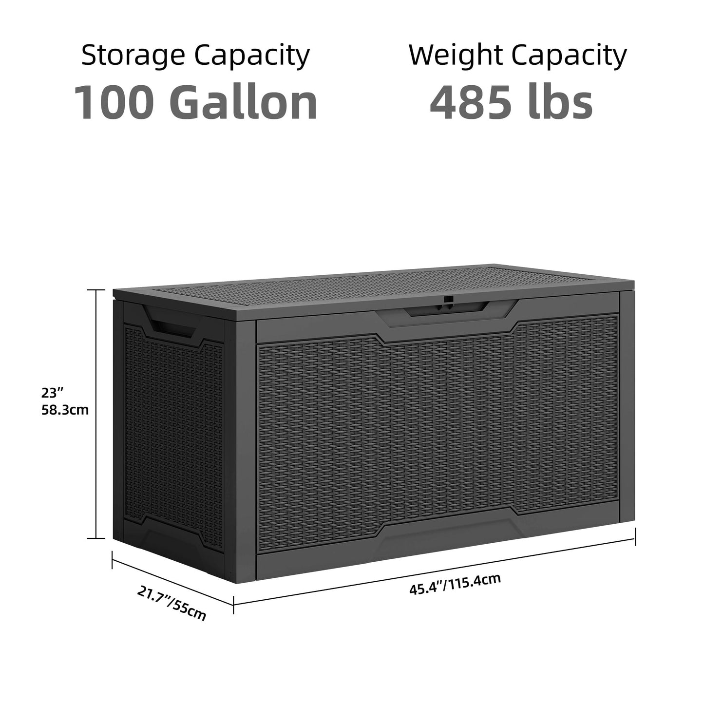 Uforic Lockable 100 Gallon Resin Deck Box, Heavy-Duty Weather Resistant Outdoor Storage Chest, Versatile Storage Solution for Patio Accessories and Daily Essentials, Black