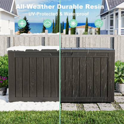 EASY UP 80 Gallon Resin Deck Box, Lockable Patio Outdoor Storage Box for Furniture, Garden Tools and Tools Storage, Waterproof Outside Storage Boxes.Father's Day Gift